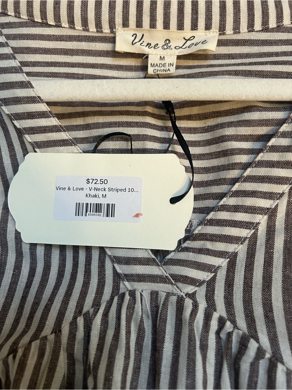 NWT Striped Ruffle-Hem Dress - Neutral Stripe - Picture 5 of 7
